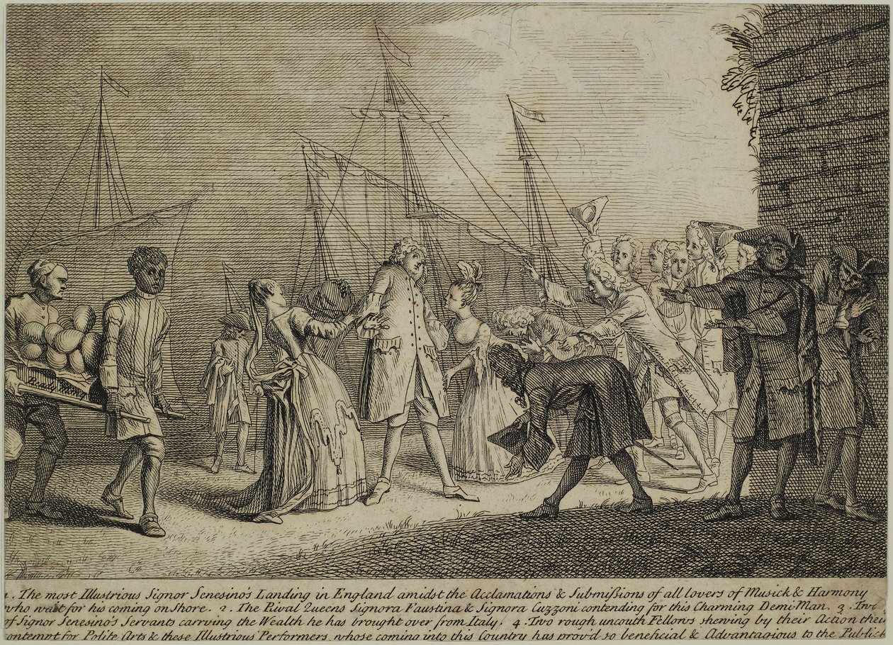 O mais ilustre signor Senesinos Landing na Inglaterra, c.1726 de English School