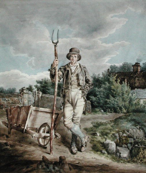The Muck Spreader, c.1830 (aguarela sobre papel) de English School