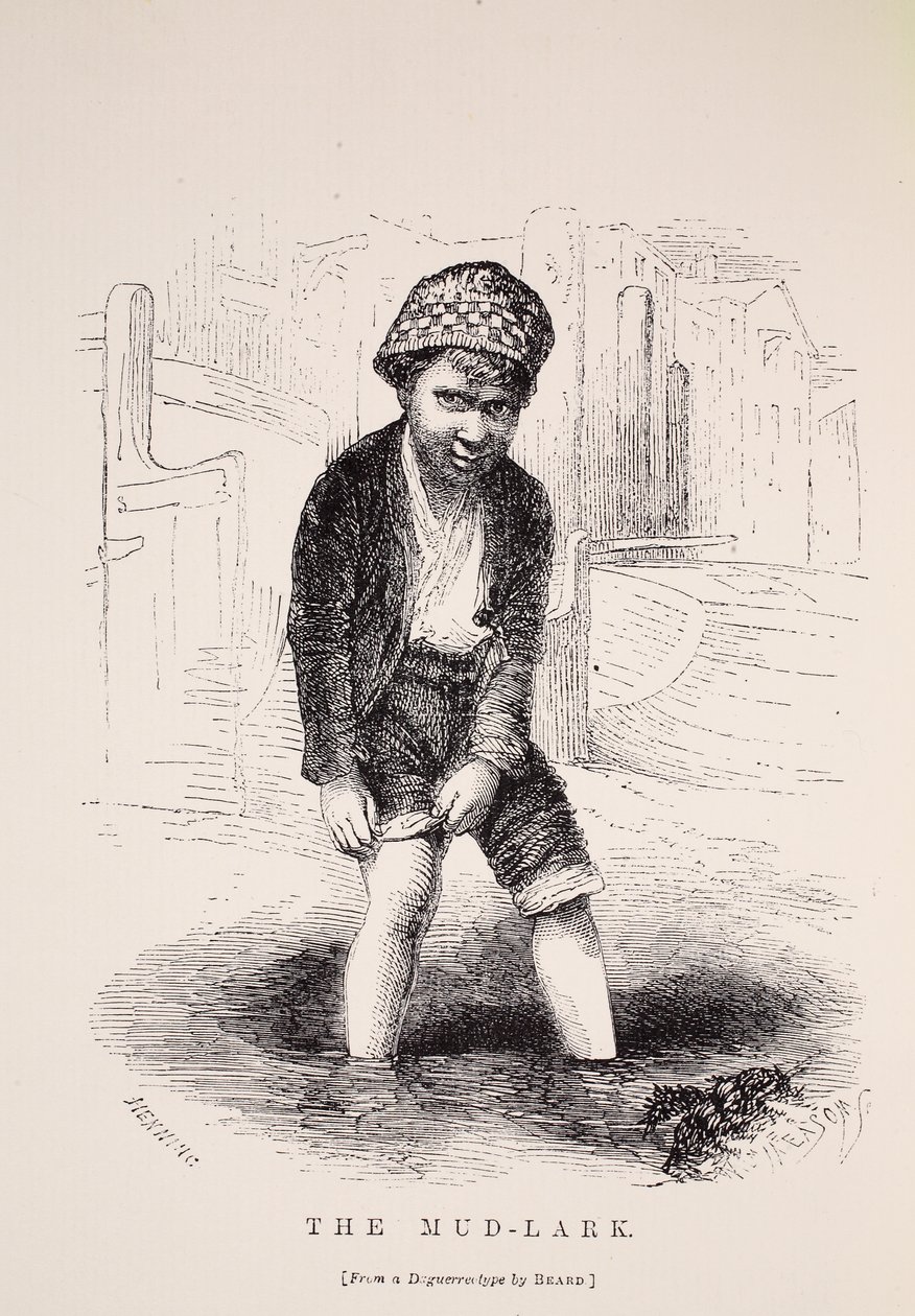 The Mud-Lark, após um daguerreótipo de Richard Beard, ilustração de London Labor e London Poor de Henry Mayhew, pub. 1862 de English School