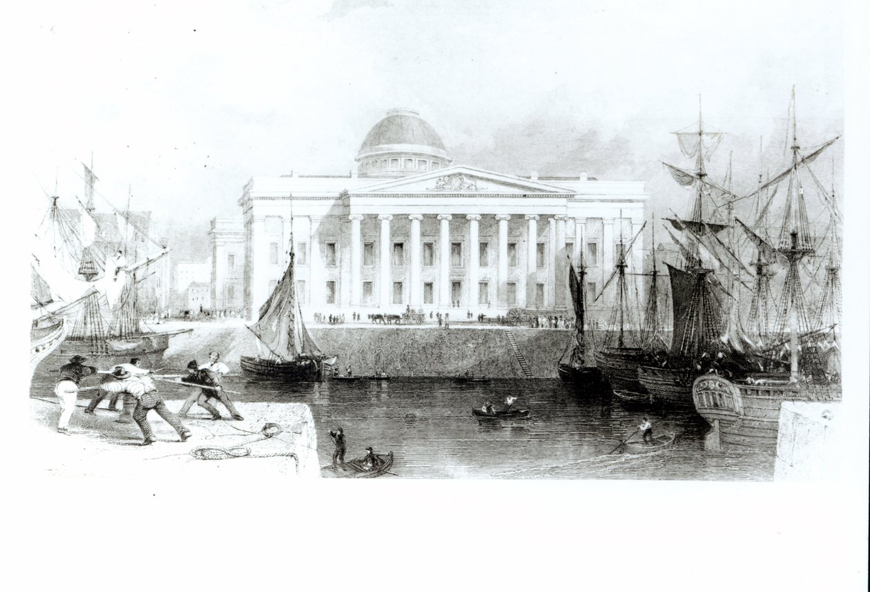 A Nova Alfândega, Liverpool, c.1830 de English School