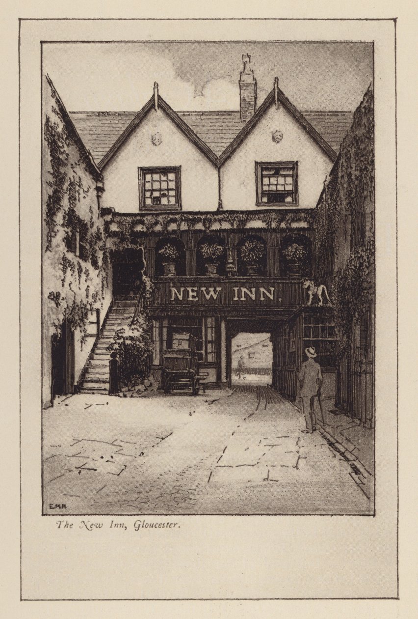 The New Inn, Gloucester (litografia) de English School