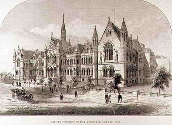 A New University College, Nottingham, do The Illustrated London News, 7 de fevereiro de 1881 de English School