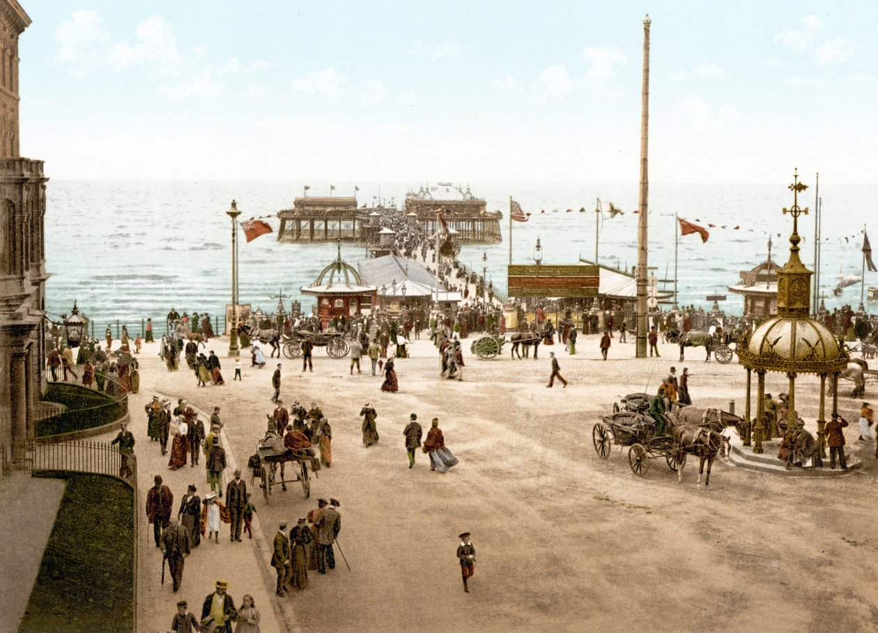 O cais norte, Blackpool (foto colorida à mão) de English School