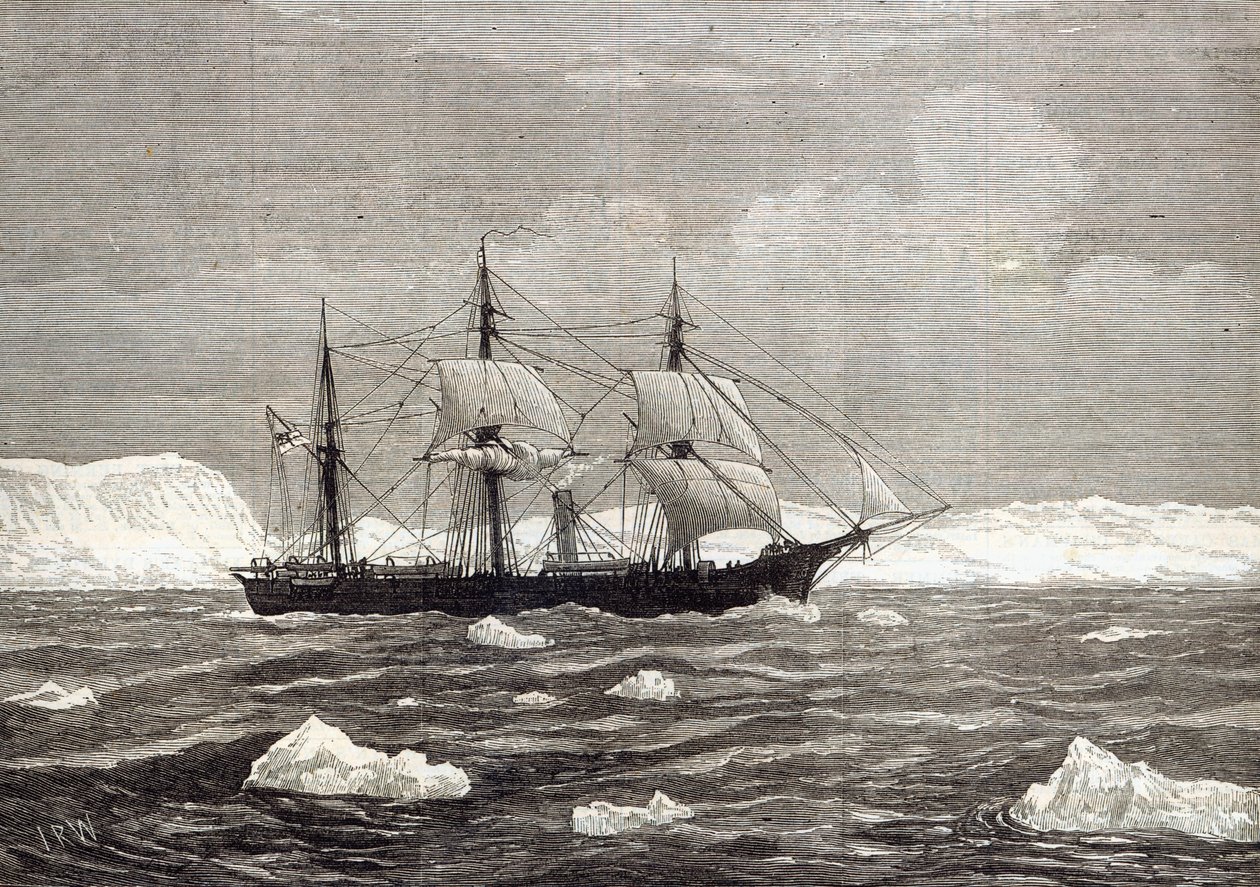 A Expedição do Polo Norte: O alerta que iça as cores em honra de ter atingido a maior latitude de qualquer navio registrado, de "The Illustrated London News", 1876 de English School