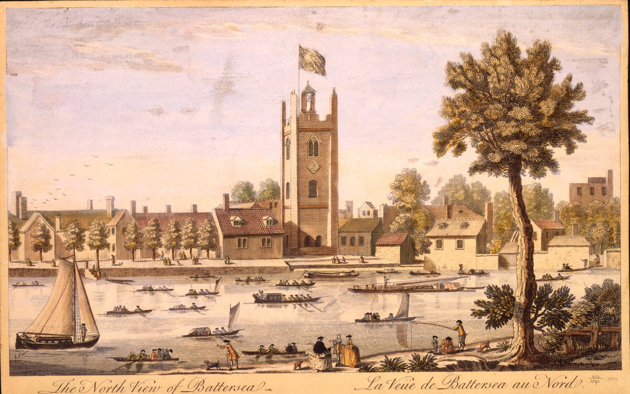 A visão norte de Battersea c.1744 de English School