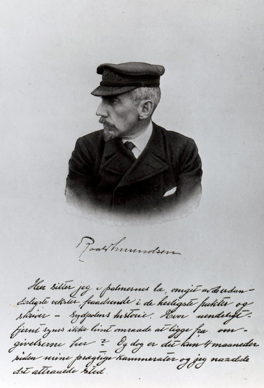 A página de abertura do manuscrito de Roald Amundsens de English School