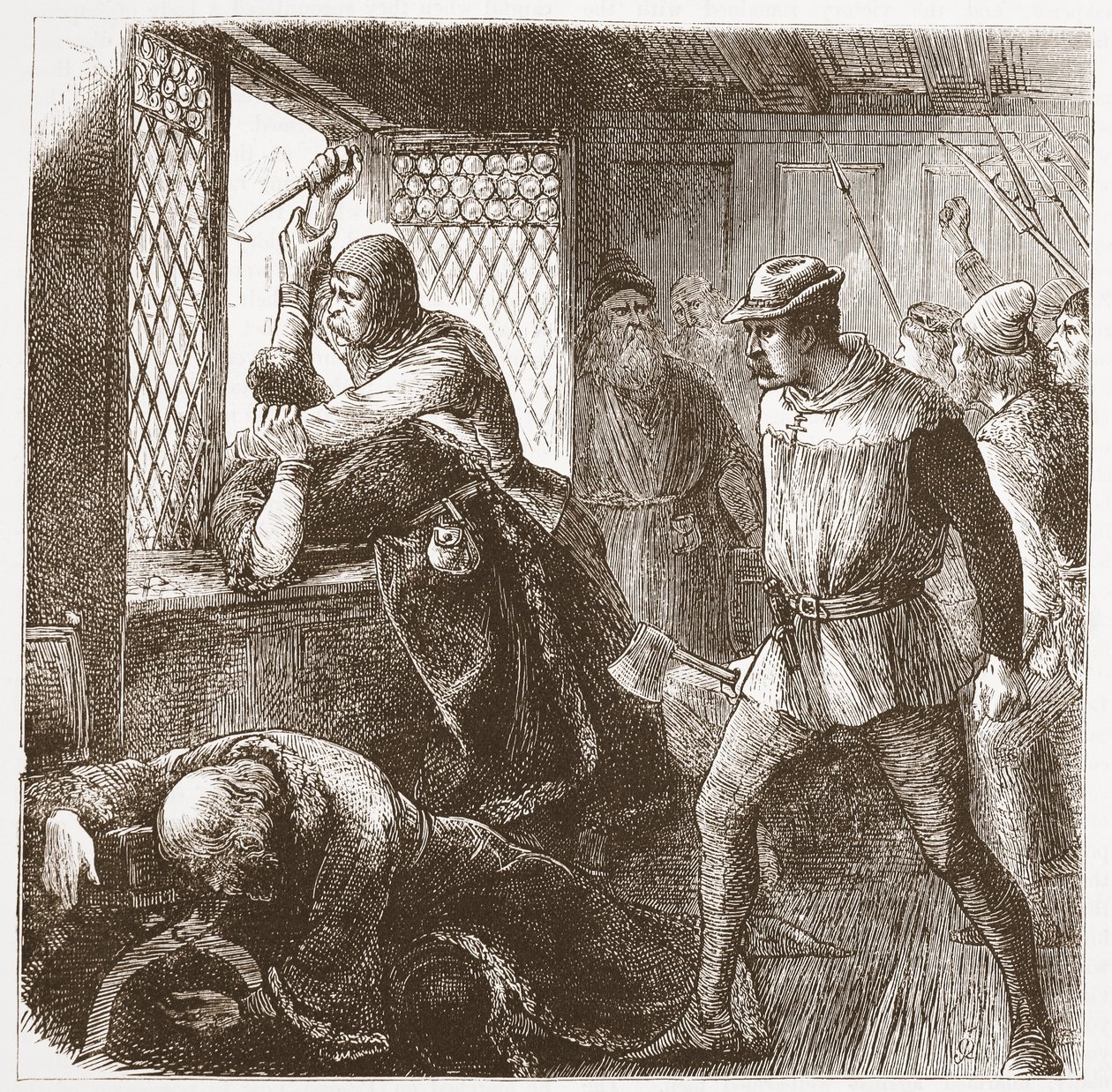 A indignação em Praga, ilustração da história do protestantismo por James Aitken Wylie (1808-1890), bar. 1878 de English School