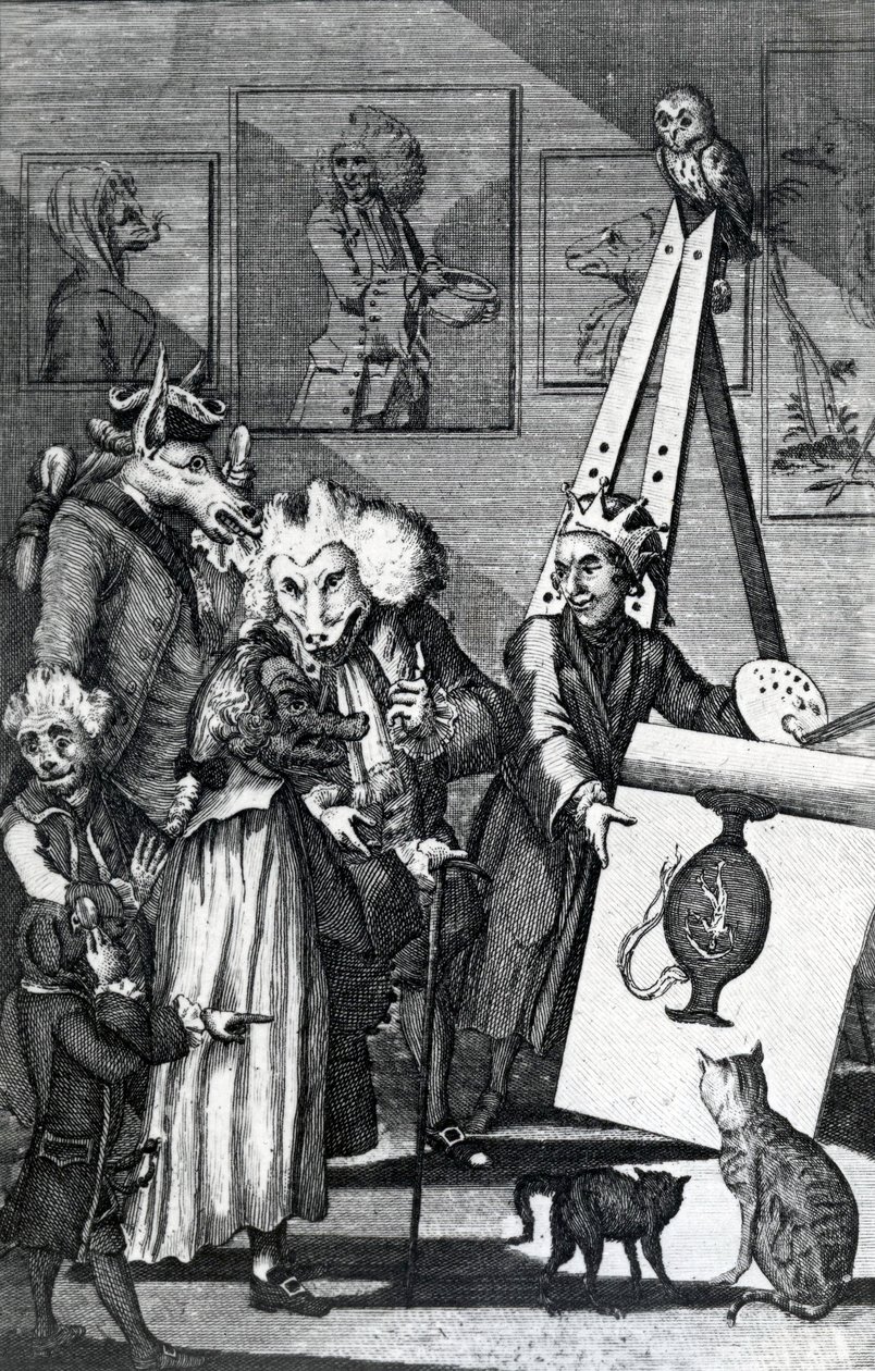 O pintor enviando sua foto ao Exame de conhecedores e antiquários, 1774 de English School