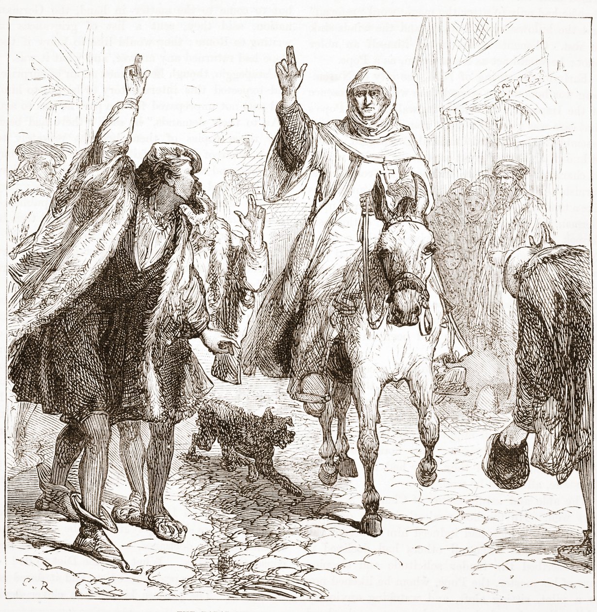 O núncio papal Chieregato em Nuremberg, ilustração da história do protestantismo por James Aitken Wylie (1808-1890), bar. 1878 de English School