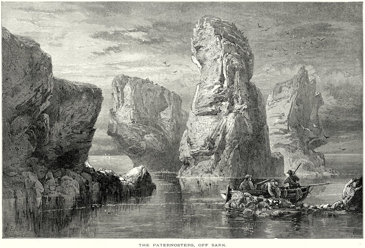 Os Paternosters, ao largo de Sark (gravura) de English School