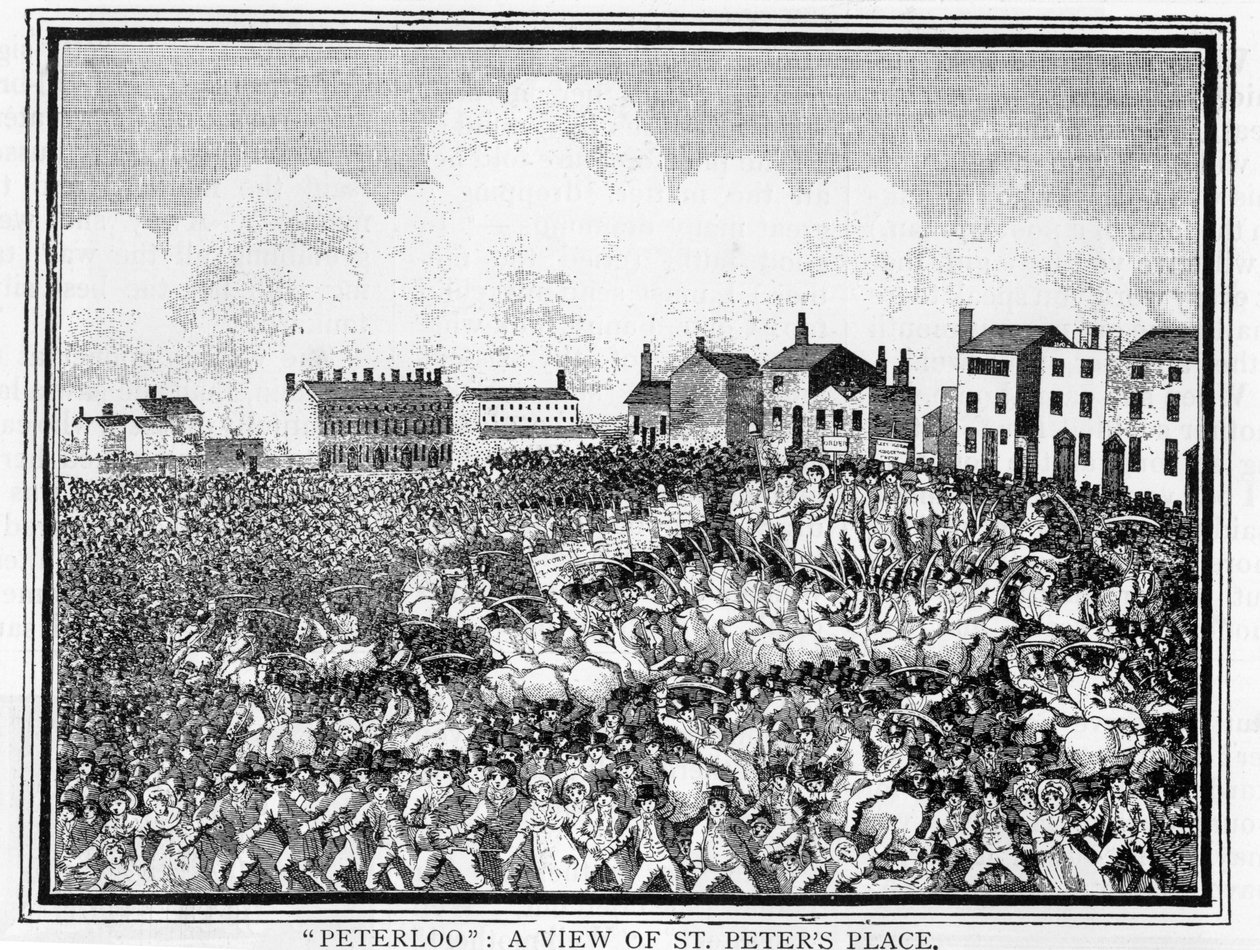 O massacre de Peterloo, uma visão do St. Peters Place de English School