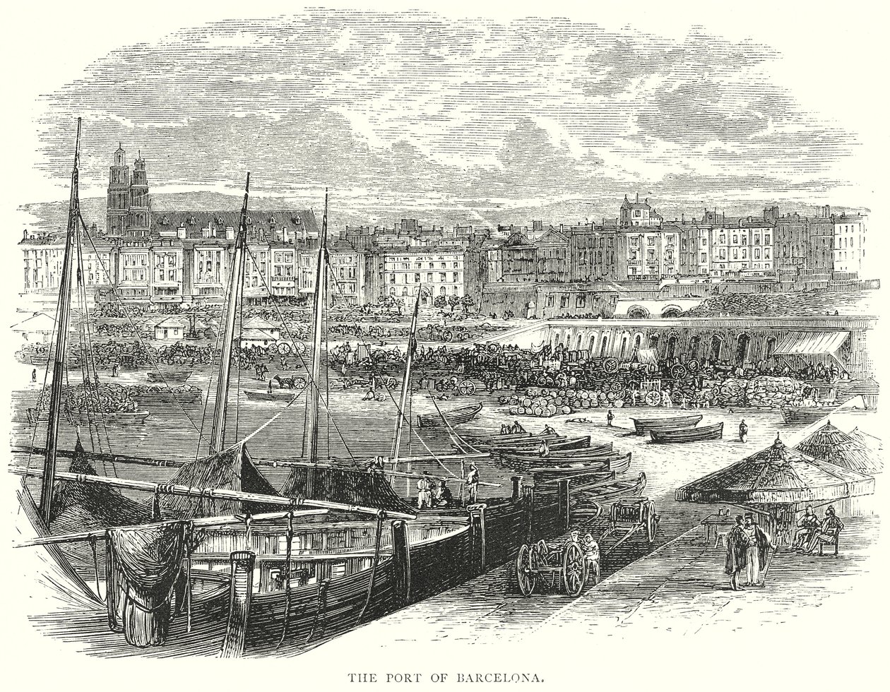 O porto de Barcelona (gravura) de English School
