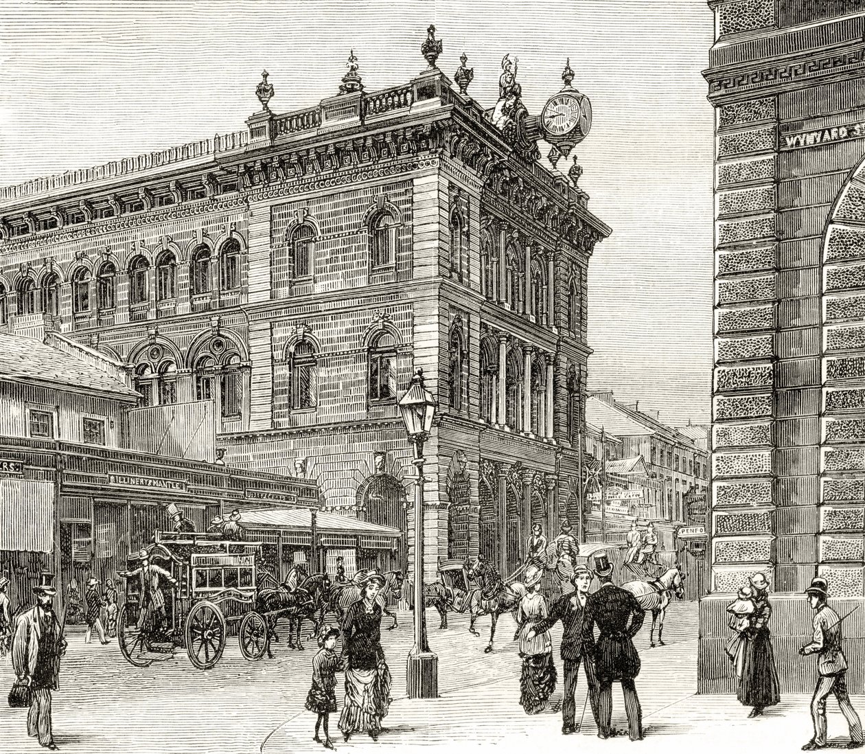 The Post Office, George Street, Sidney, c.1880, de &39;Australian Pictures&39;, de Howard Willoughby, publicado pela Religious Tract Society, Londres, 1886 de English School