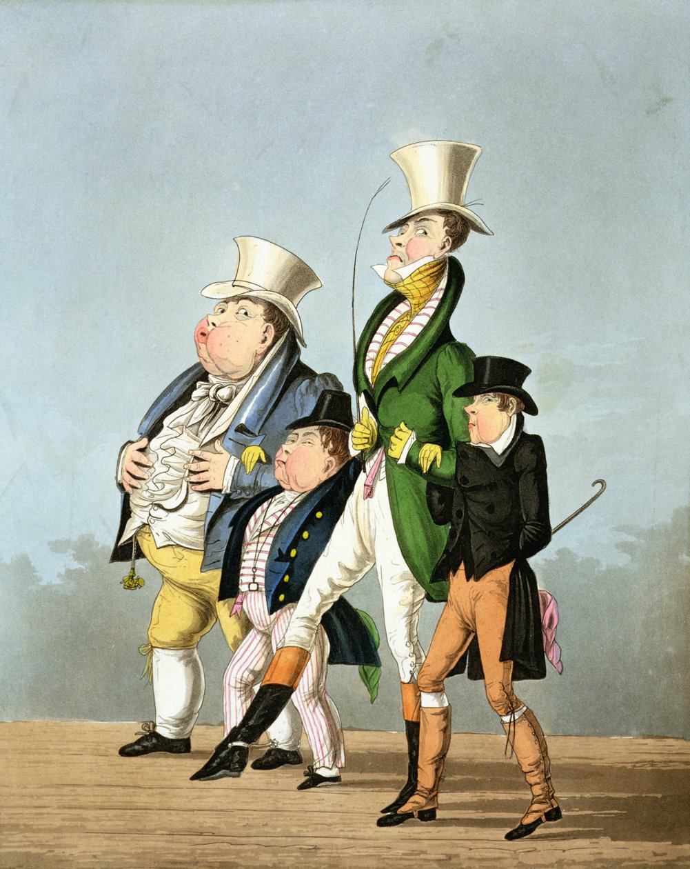 Os Preços - Preço Completo, Metade do Preço, Preço Alto e Preço Baixo, gravado por George Hunt, publicado por Thomas McLean, 1827 de English School