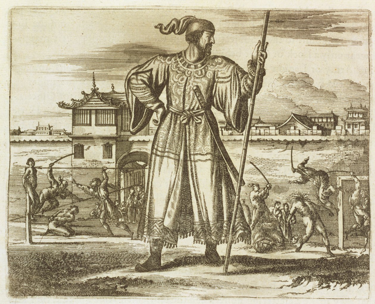 O general principal do exército chinês, ilustração de uma descrição de embaixadas a China, 1690 de English School