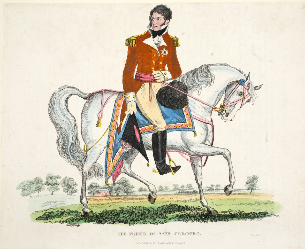 O Príncipe de Saxe Coburg, pub. por Richard Evans, engr romney, ilustração de um relato histórico da batalha de Waterloo por William Mudford, 1816 de English School