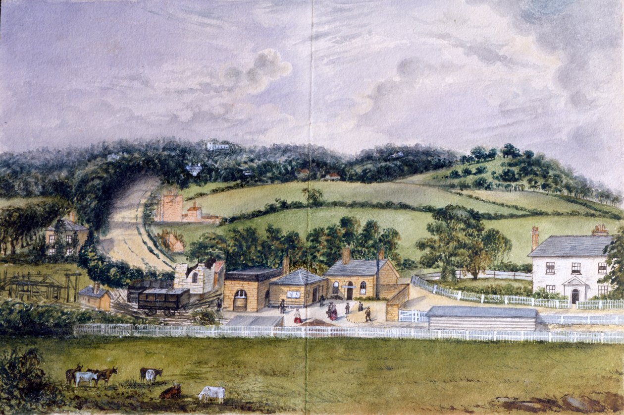 The Railway Terminus, Kent, c.1860 (wc no papel) de English School
