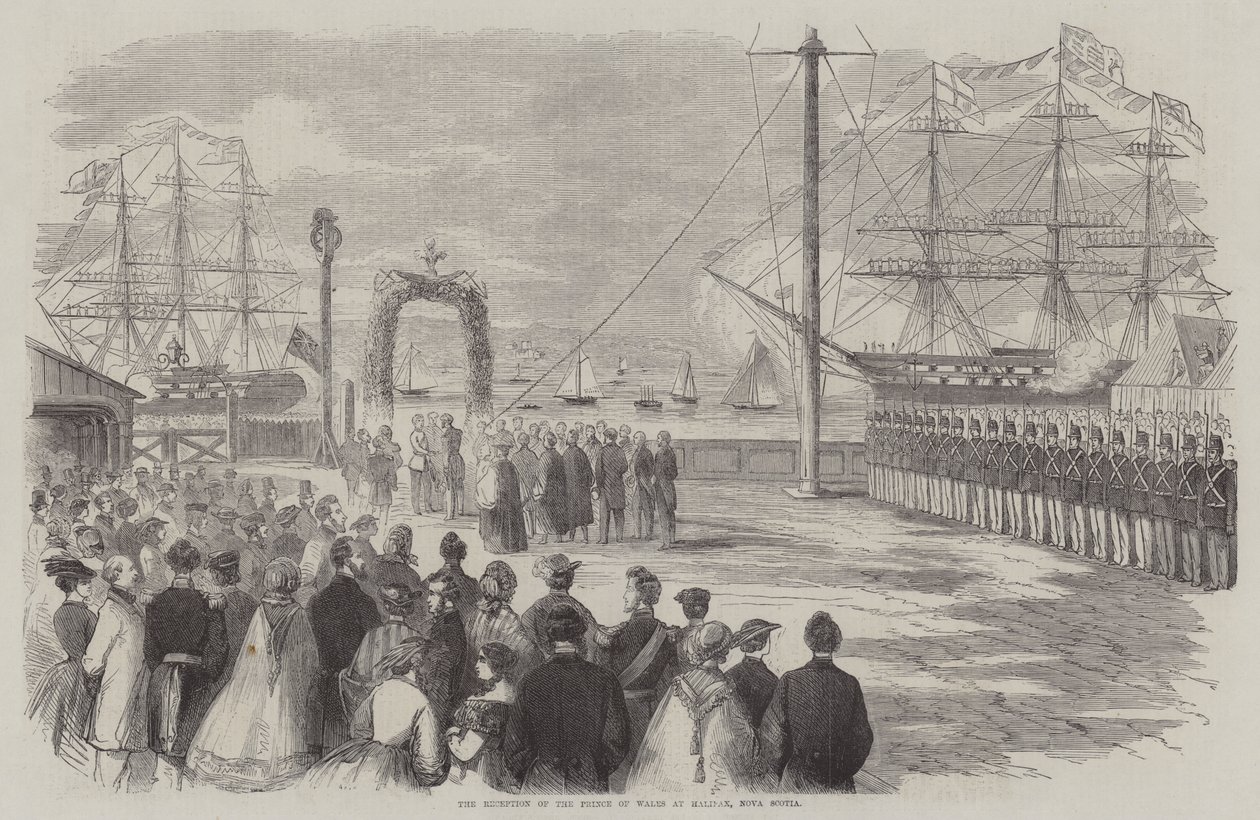 A Receção do Príncipe de Gales em Halifax, Nova Escócia (gravura) de English School