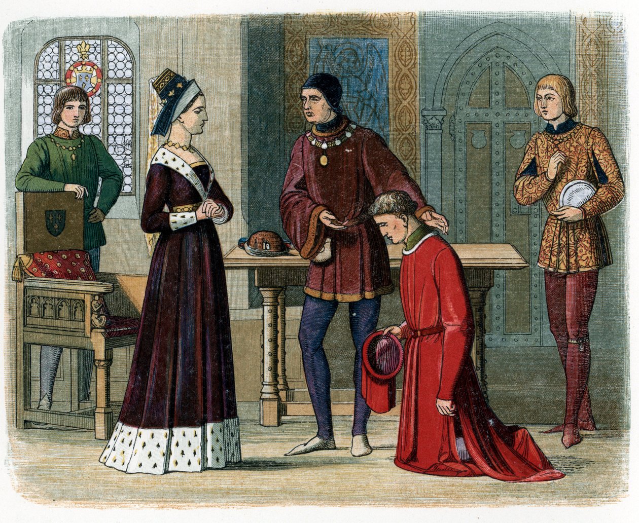 A Reconciliação de Richard Neville, Conde de Warwick, com Margaret de Anjou, ilustração de 
