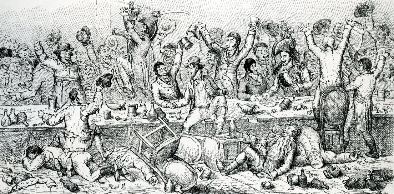 O Jantar dos reformadores, ilustração tirada do satírico, 1809 de English School