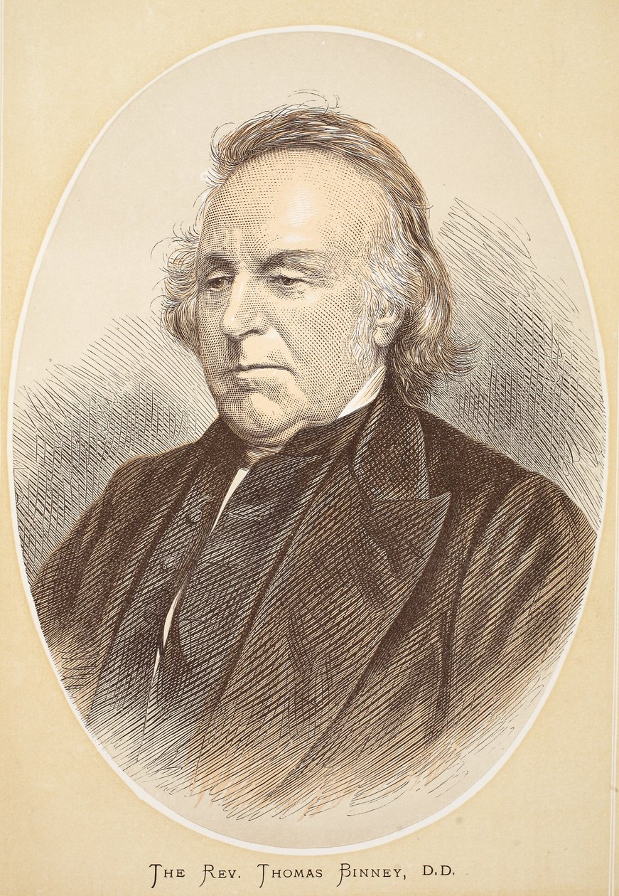 O Rev. Thomas Binney, DD, ilustração da edição pictórica da vida e descobertas de David Livingstone por J. Ewing Richie, pub. por A. Fullarton & Co., 1876 de English School