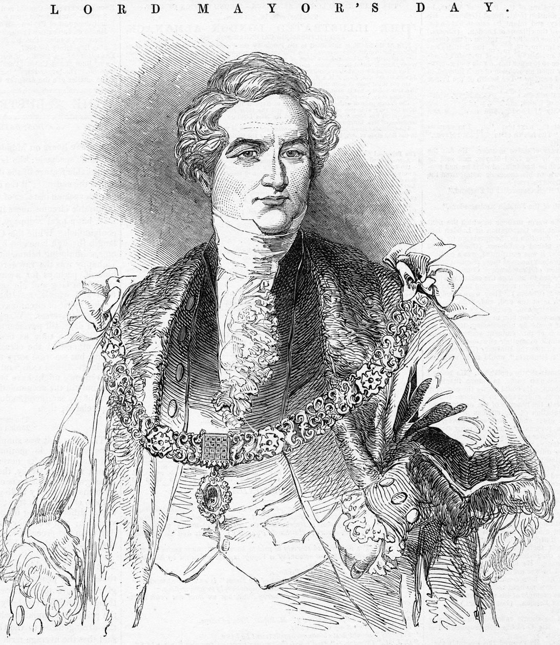 O Ilustríssimo Senhor Prefeito, sir G. Carroll, ilustração de "The Illustrated London News", 1846 de English School