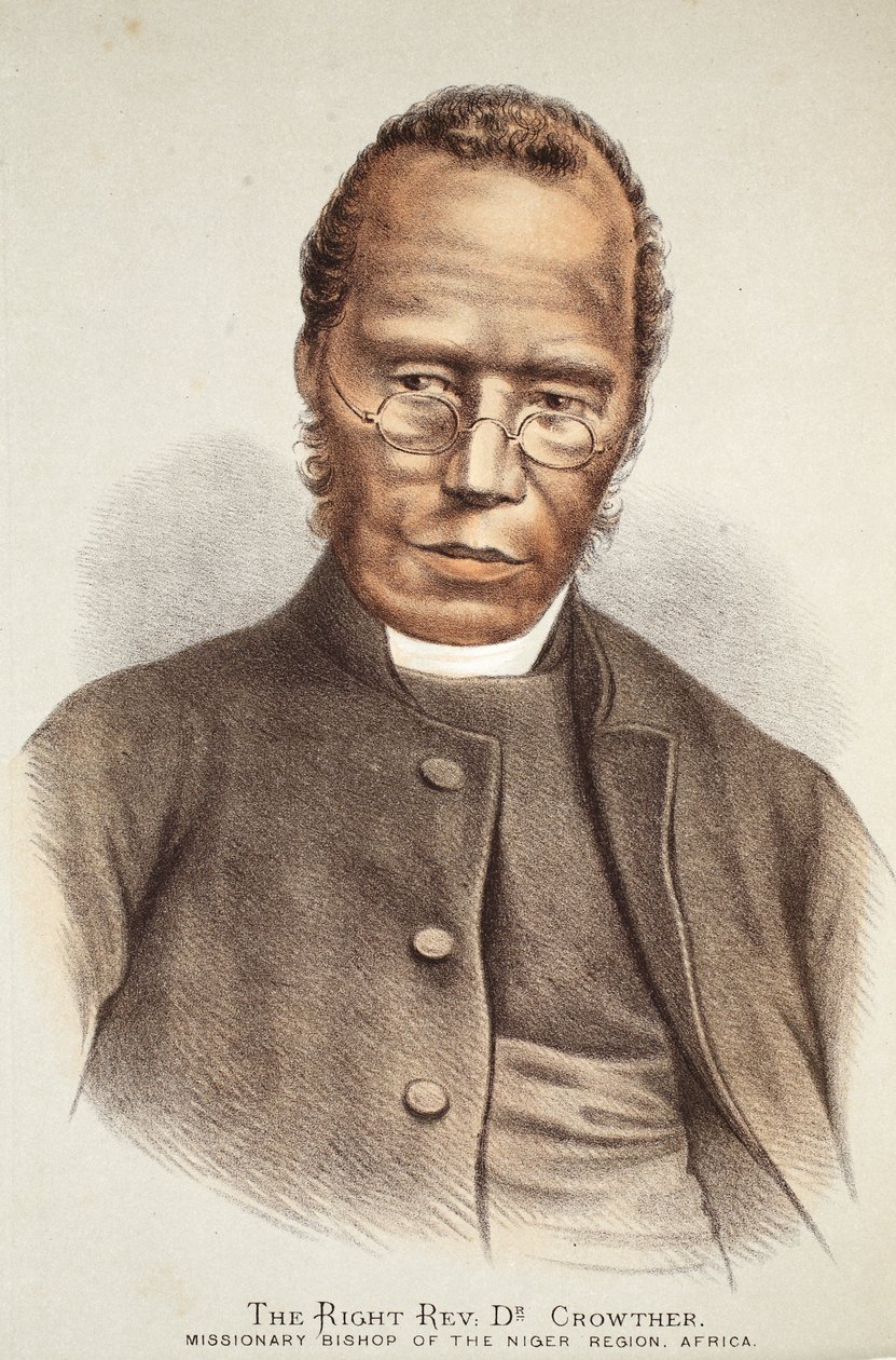 O direito Rev. Dr. Crowther, ilustração da edição pictórica da vida e descobertas de David Livingstone por J. Ewing Richie, pub. por A. Fullarton & Co., 1876 de English School