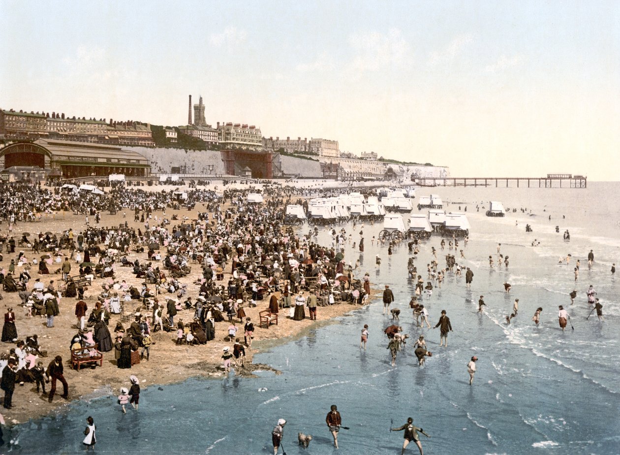 The Sands, Ramsgate (foto colorida à mão) de English School