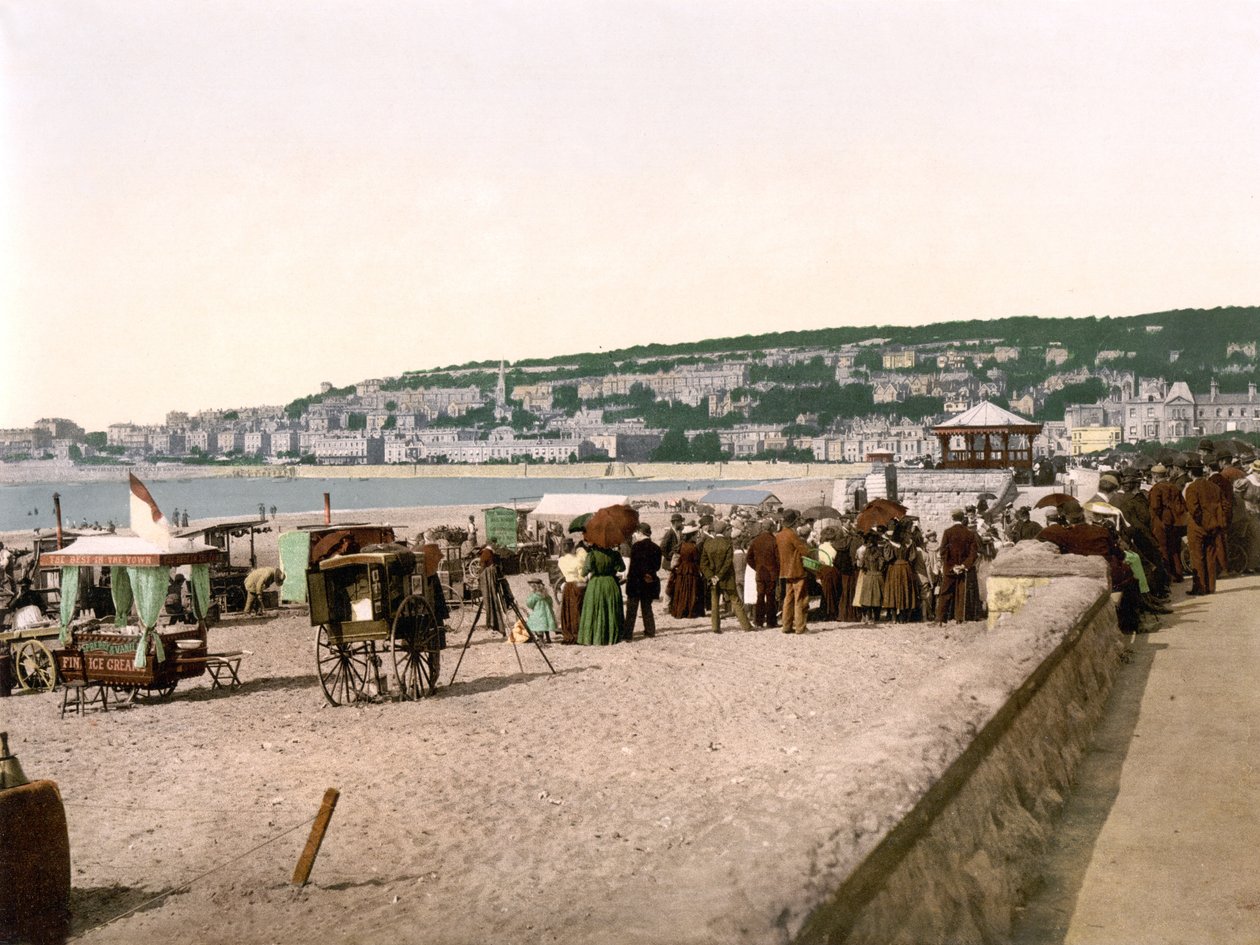 The Sands, Weston-Super-Mare (foto colorida à mão) de English School