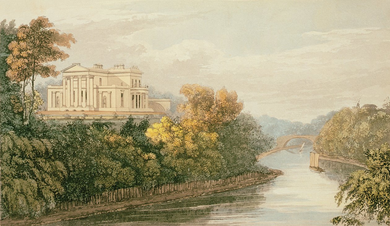 A sede da GB Greenough Esq., Regents Park, do Ackermanns Repository of Arts, publicado em 1826 de English School
