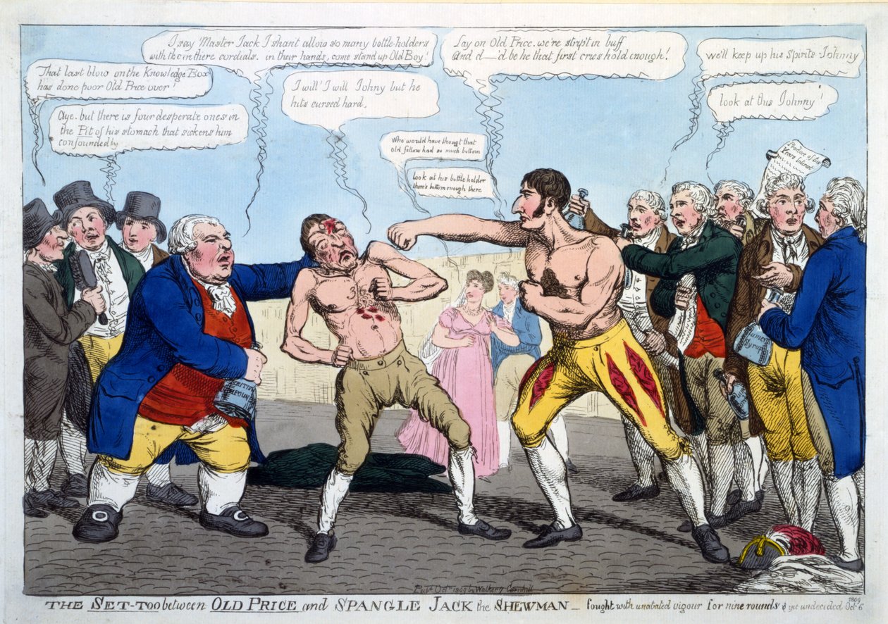 O Set-Too entre Old Price e Spangle Jack the Shewman - lutou com vigor inabalável durante nove rounds & ainda indeciso, pub. Londres de English School