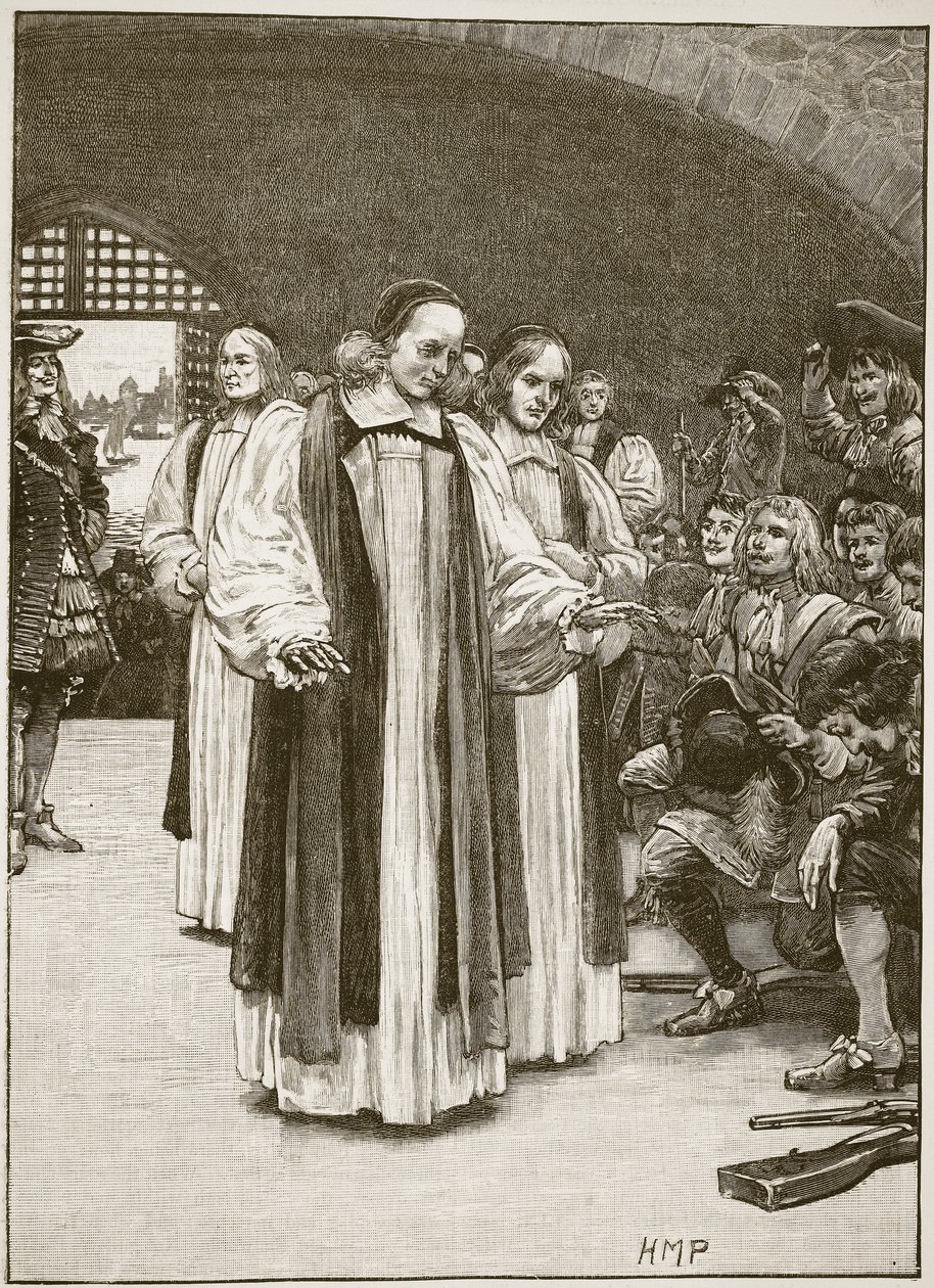 Os sete bispos que entram na torre, ilustração da história ilustrada de Cassells da Inglaterra (foto sépia) de English School