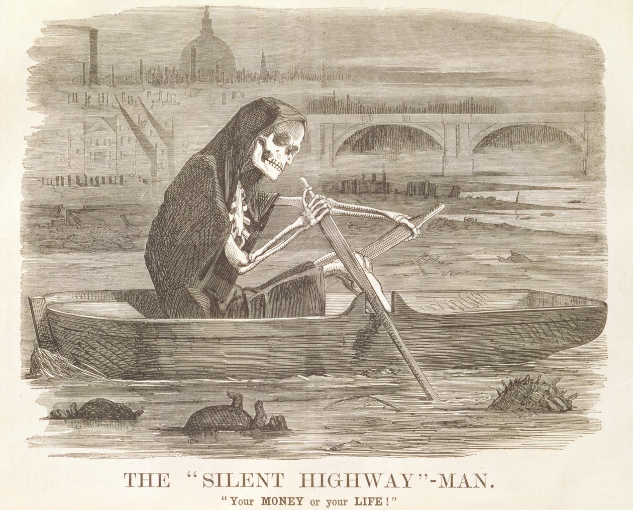O &39;Silent Highway&39;-Man,&39; seu dinheiro ou sua vida &39;, cartoon de&39; Punch ou o Charivari de Londres &39;, 10 de julho de 1858 de English School