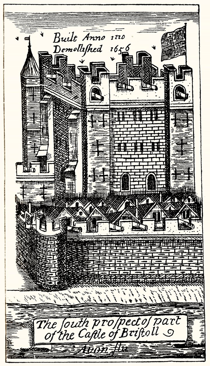 A perspectiva sul de parte do castelo de Bristoll, pub. 1893. de English School