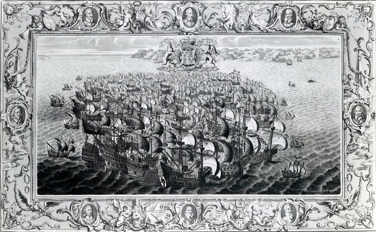 A Armada Espanhola, publicada por John Pine, 1739 de English School