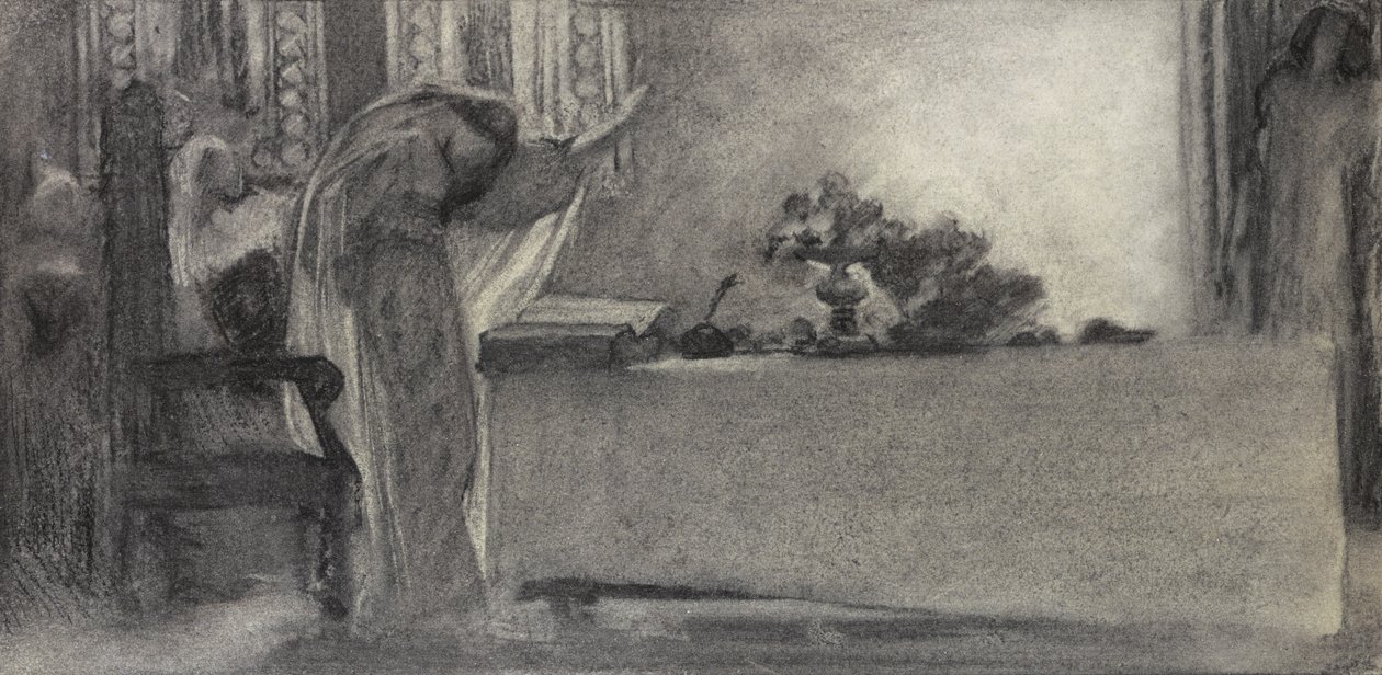 O Feitiço, c.1870 (carvão no papel) de English School