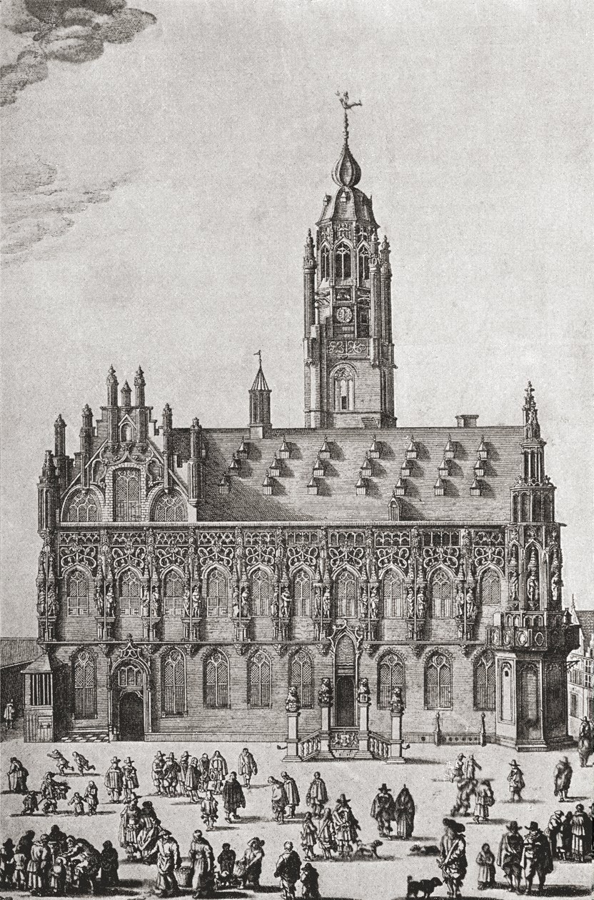 O Stadhuis, Middelburg, como era no século XVI, de "Uma Breve História do Povo Inglês", de JR Green, publicado em 1893 de English School