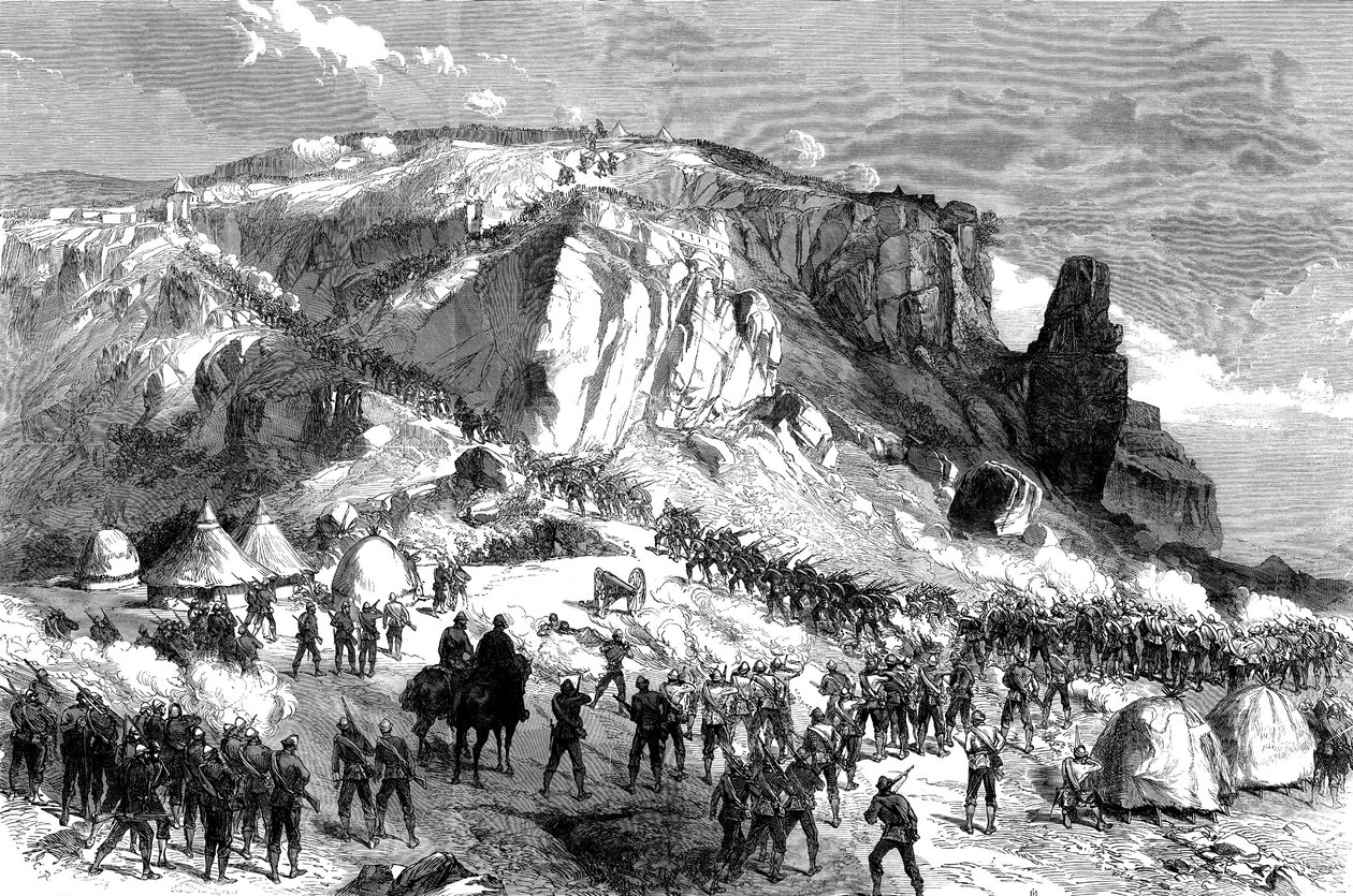 O Assalto de Magdala, no Domingo de Páscoa, 13 de abril de 1868, da Expedição Britânica à Abissínia, 1868 de English School