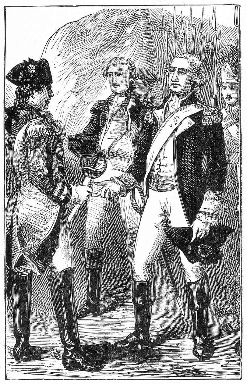 A rendição de Cornwallis, da história da França, por Emile de Bonnechose, publicado pela Ward, Lock and Co, Londres de English School