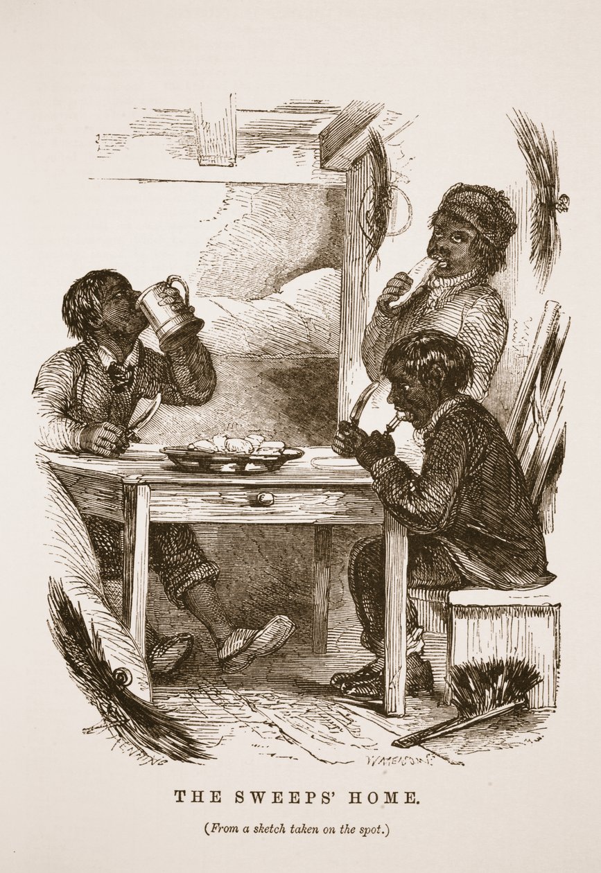 As varreduras dirigem, ilustração do trabalho de Londres e pobres de Londres por Henry Mayhew, bar. 1862 de English School