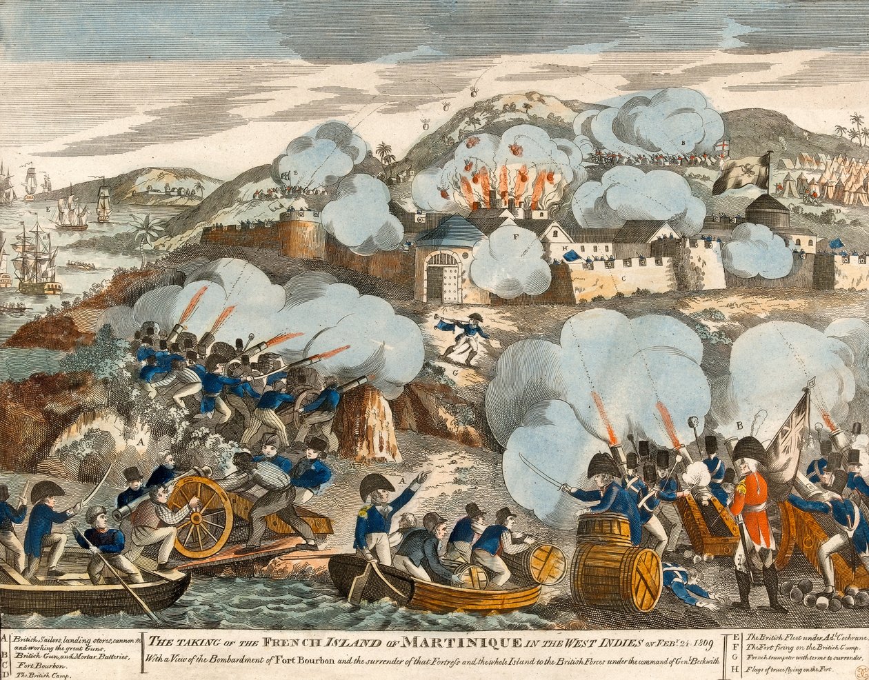  A tomada da ilha francesa da Martinica nas Antilhas francesas em 24 de fevereiro de 1809 de English School