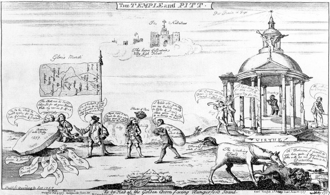 O Templo e Pitt, 1757 de English School