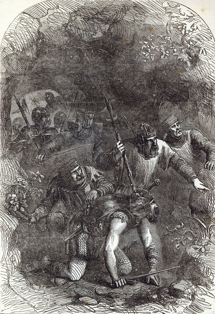 As tropas de Lord Montacute na passagem subterrânea, ilustração de &39;História Ilustrada de Cassell da Inglaterra&39; de English School