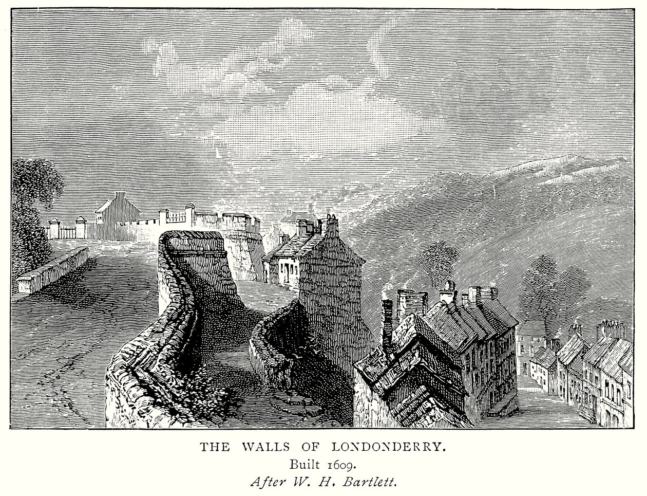 As muralhas de Londonderry (gravura) de English School
