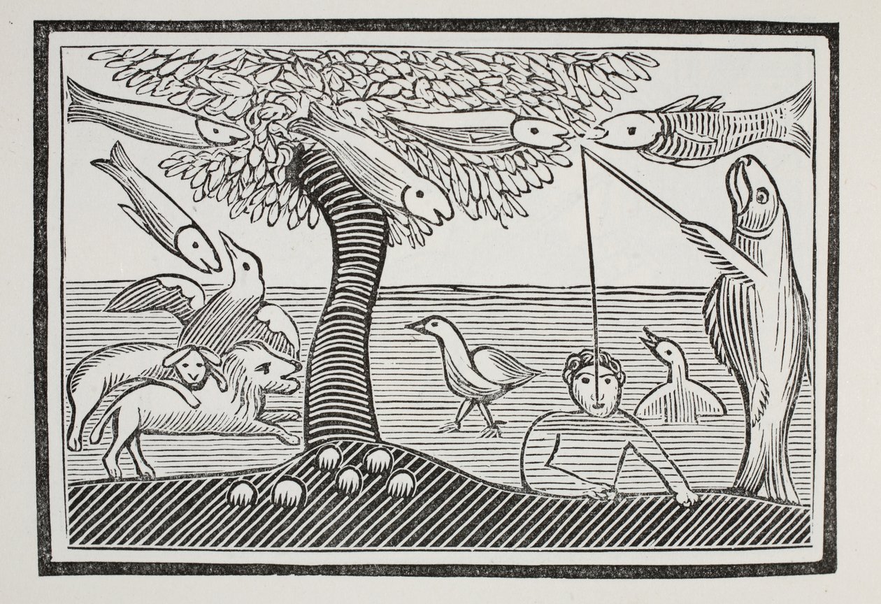 A maravilha da água, ou os senhores dos peixes da criação, ilustração dos Chap-livros do século XVIII por John Ashton, bar. 1882 de English School