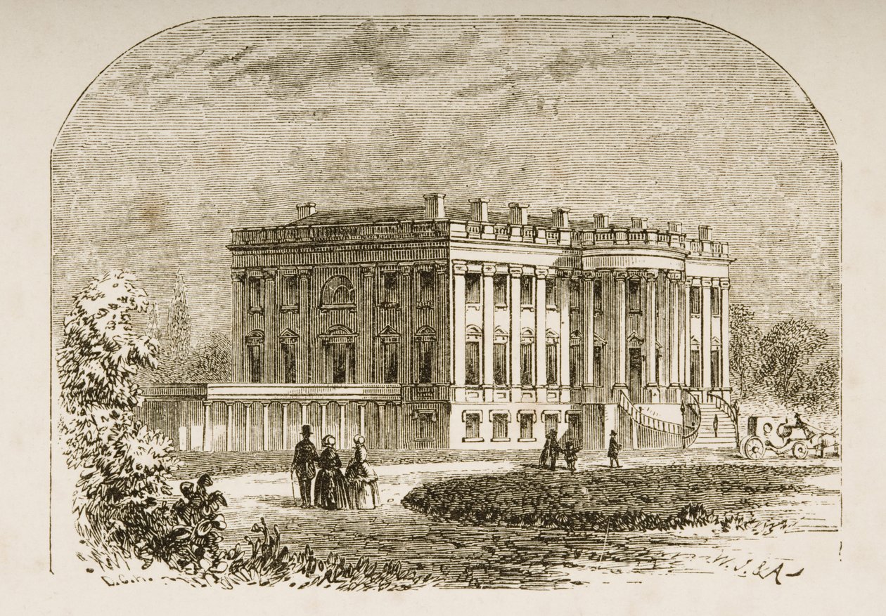 A Casa Branca, em 1870, de "American Pictures", publicada pela Sociedade de Tratados Religiosos, 1876 de English School
