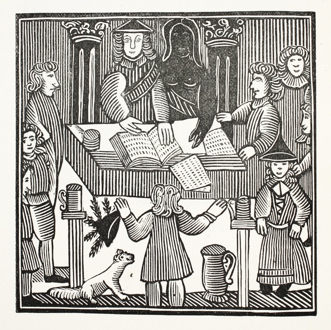 Toda a experimentação e a acusação de Sir John Barleycorn, Knt., Ilustração dos Chap-livros do século XVIII por John Ashton, bar. 1882 de English School
