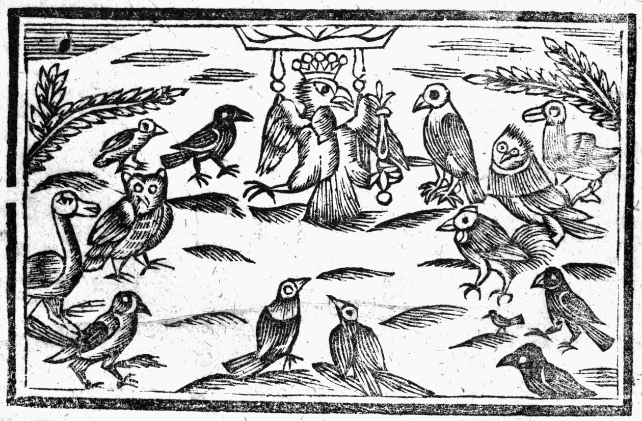 Os Woody Choristers ou The Birds Harmony, uma ilustração de "Um livro de Baladas Roxburghe" de English School