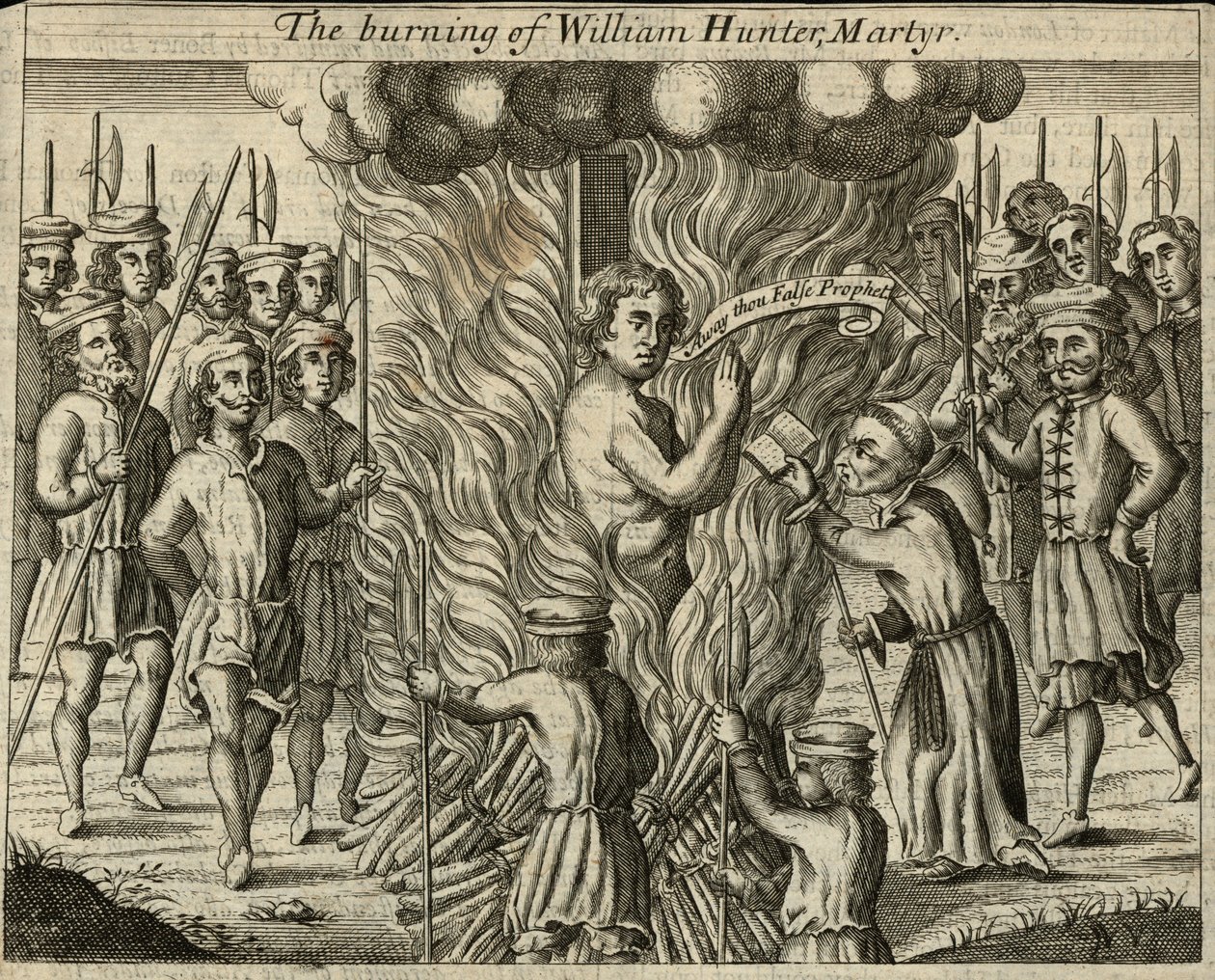 A queima de William Hunter, mártir (gravura) de English School