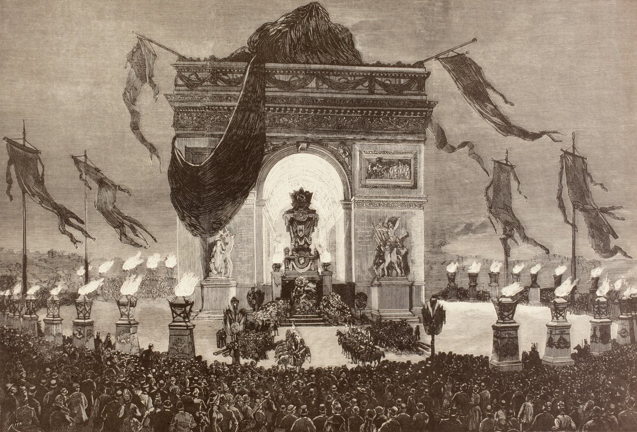 O caixão do escritor francês Victor Hugo (litografia) de English School